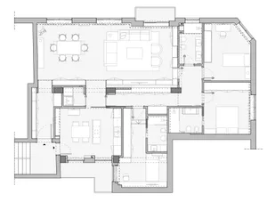 A modern open-plan apartment layout