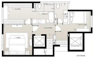 A detailed 2D architectural drawing of the 2nd floor of a building, showcasing the layout of rooms and spaces.