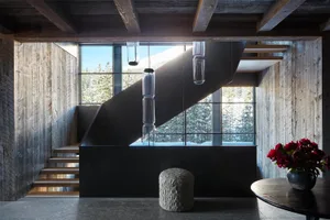 Handcrafted wooden interior design featuring modern elements and textures.