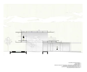 An architectural rendering of a modern building made predominantly of glass.