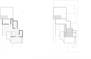 A detailed architectural drawing of a modern floor plan.
