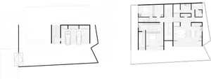 A detailed architectural floor plan of a modern residential building.