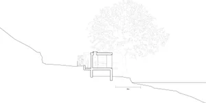 A bird's eye view of a modern residential home with a focus on its exterior and interior layout, showcasing clean lines and a