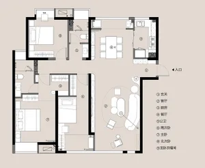 Detailed floor plan of a modern residential living space