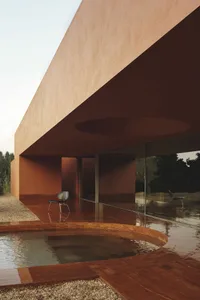 A minimalist exterior with clay tiles