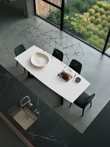 Modern kitchen with concrete countertop and wooden accents