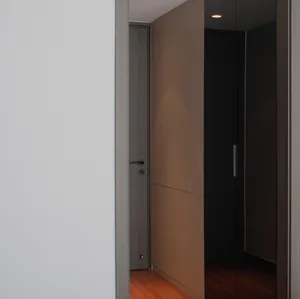 A modern minimalist interior with sleek lines and contemporary design elements.
