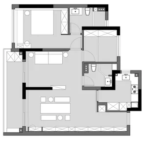 Minimalist architectural floor plan in black and white