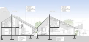 Simplified architectural plan highlighting a modern indoor design featuring a metal roofing system, showcasing the structural