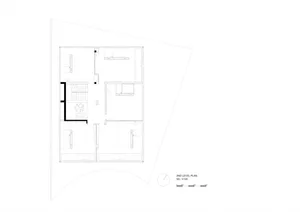 A black and white architectural floor plan for a 2nd level residential layout showing rooms and areas.