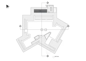 Modern architectural floor plan on white background with a plunge pool and a roof deck.