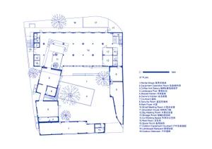 A detailed architectural floor plan of a modern apartment layout featuring open-concept living spaces, contemporary design el
