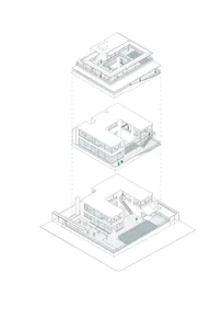 Isometric sections of a modern building