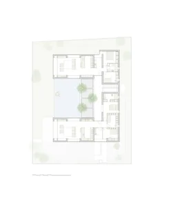 Floor plan illustration of a minimalist residential interior