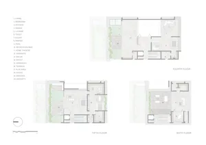 A detailed floor plan showcasing a modern residential interior with focus on layout and design.