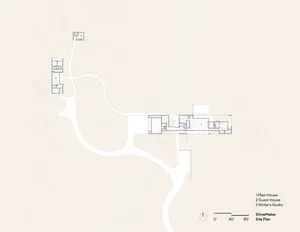 A floor plan of a residential architecture, depicted in a technical drawing style on a paper document.