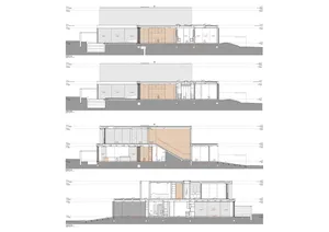 An architectural blueprint depicting a modern interior design plan.
