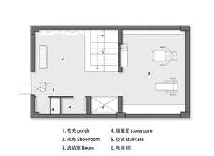 Floor plan image of a modern architectural layout with detailed sections for various rooms and features.