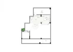 2D architectural drawing of a modern residential floor plan.