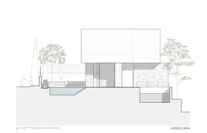 A structural plan of a modern residential building featuring contemporary architectural elements and materials.