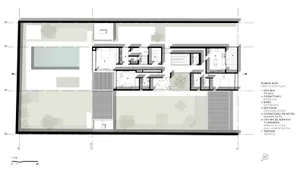 Floor plan of a modern residential building with a study, bedroom, bathroom, dressing room, master suite, service kitchen, la