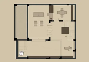 Architecture blueprint showing a modern interior design with monochrome trends