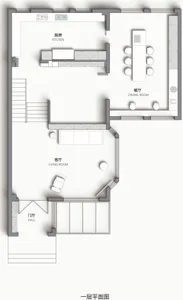 Modern living room layout featuring minimalist furniture and design elements, with a clean, uncluttered aesthetic.