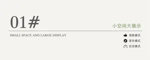 A digital display showcasing different modes of usage in a small space.