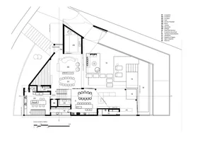 現代住宅客廳空間的詳細建築平面圖