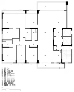 Detailed floor plan of a modern apartment, showing rooms, layout, and dimensions.