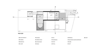 Modern residential floor plan showing layout of rooms and living areas.
