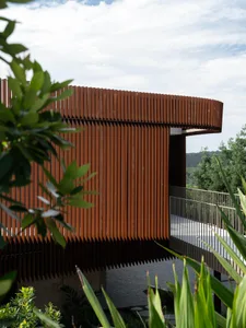 A modern exterior designed with metal cladding for a contemporary look.