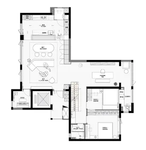 Modern urban living space floor plan in minimalist design