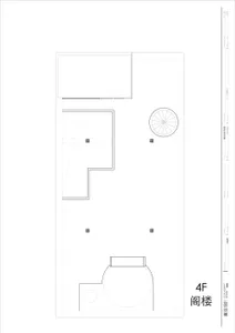 4F architectural layout, black and white blueprint.