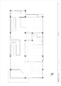 A detailed 2D architectural drawing of a modern residential floor plan.