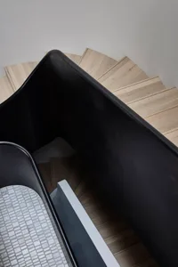Modern black staircase made of wood and timber