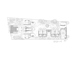 一張詳細的現代住宅平面2D建築圖，展示各功能區域與空間配置。