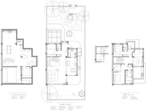 Detailed architectural layout of a residential villa's interior and exterior