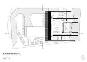 Third floor architectural plan of a residential building with a focus on concrete materials.
