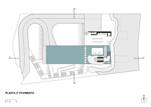 A 2D architectural drawing of a modern floor plan with blueprints and technical details.