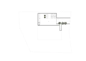 Top view of a modern interior design concrete floor plan with four cars parked in a garage
