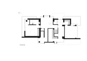 Modern residential floor plan depicting a minimalist concept.