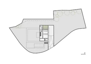 Modern house with a concrete floor plan.