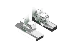 A modern house design rendered with contemporary architectural elements and minimalist style.