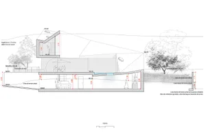 Modern architecture floor plan featuring concrete elements.