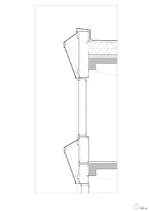 Cross-section illustration of a building facade with glass panels