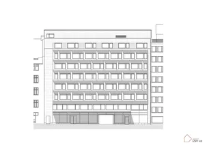 Modern building facade with concrete and glass materials