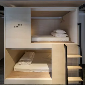Minimalist bedroom featuring wood bunk beds