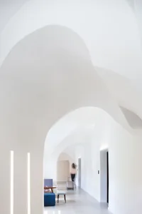 A minimalist atrium designed in concrete.