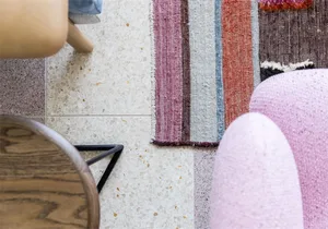 A modern lobby featuring a terrazzo flooring design.